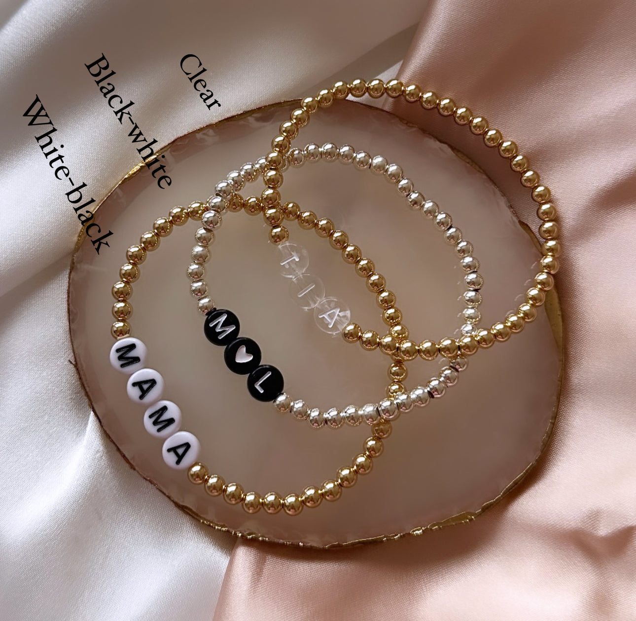 Personalised sterling silver beaded bracelet - Positively Beaded