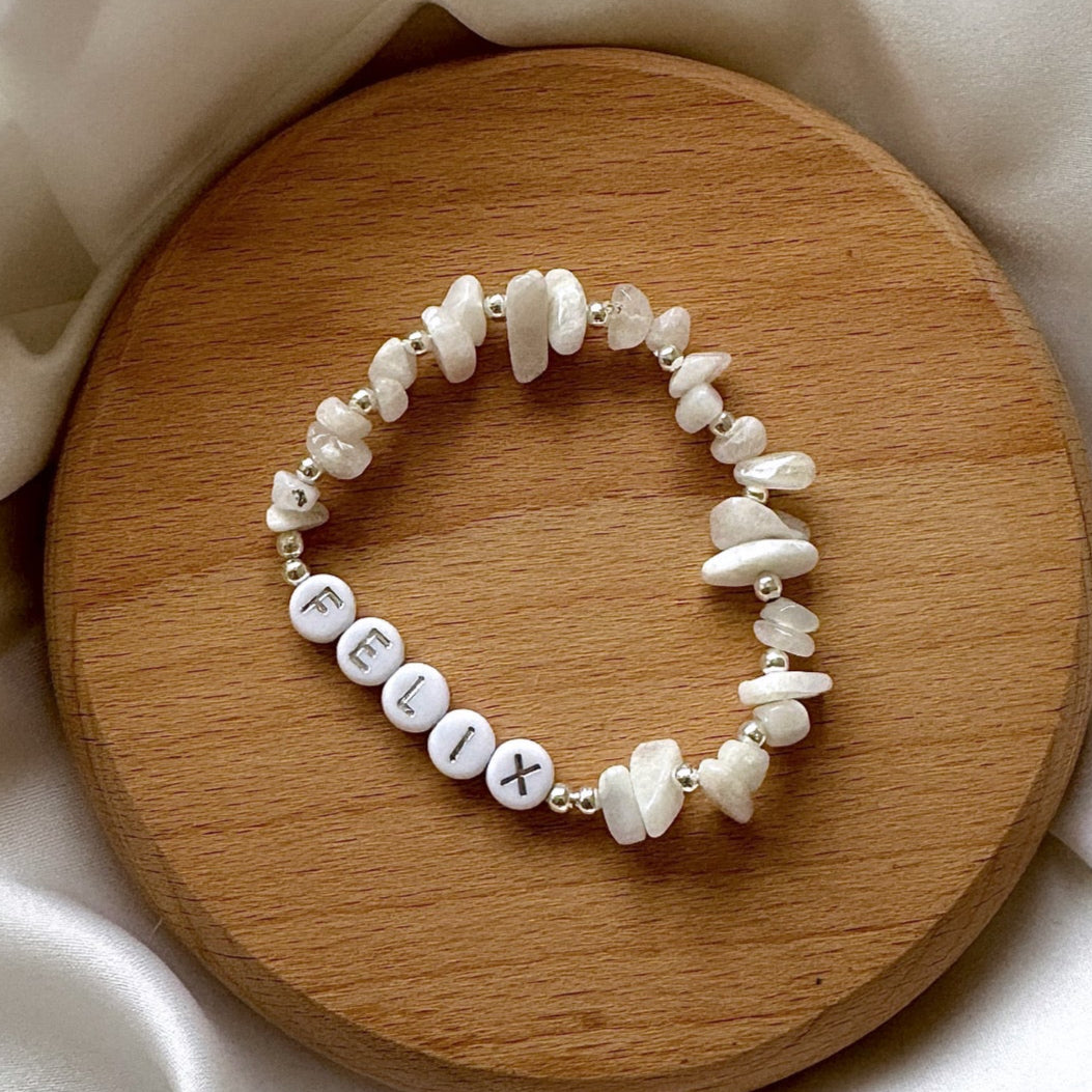 Moonstone personalised bracelet - Positively Beaded