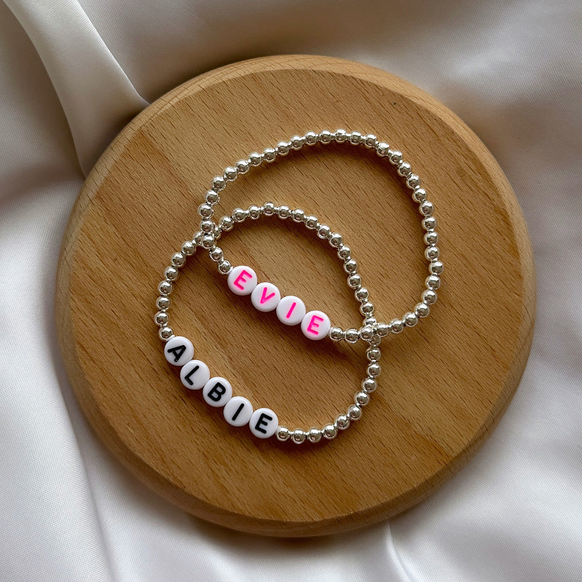 Classic name bracelet - gold, silver, rose gold - Positively Beaded
