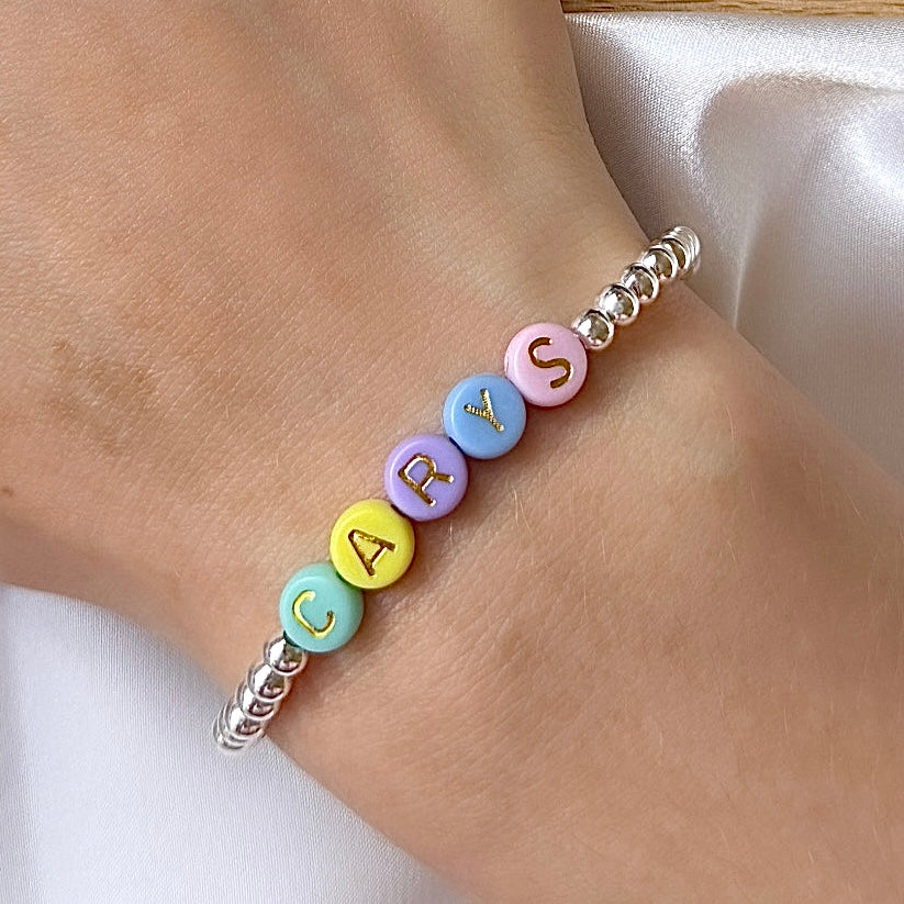 Classic name bracelet - gold, silver, rose gold - Positively Beaded