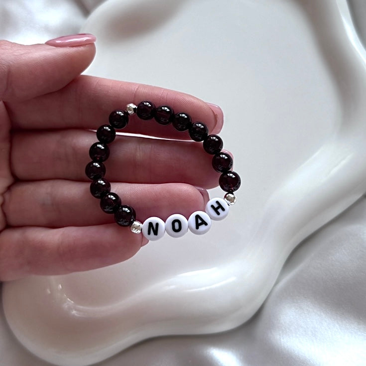Kids' Personalised Garnet Crystal Bracelet - Positively Beaded