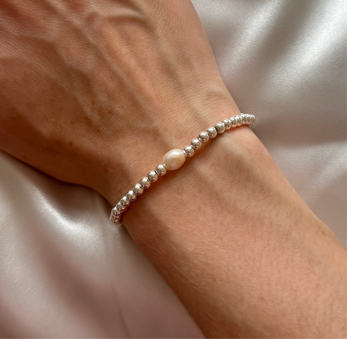 Freshwater pearl sterling silver bracelet - Positively Beaded