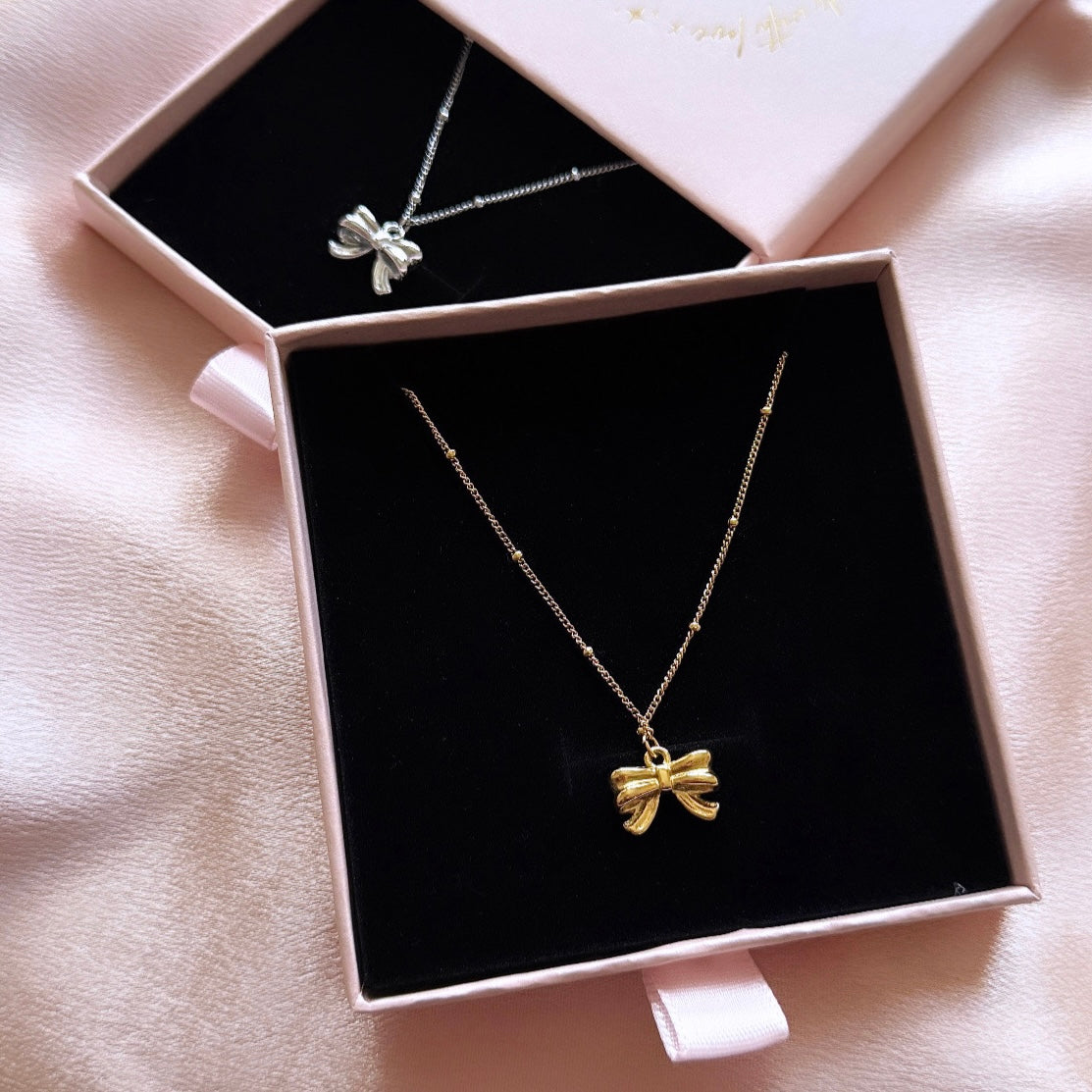 The Clara Bead Chain Bow Necklace