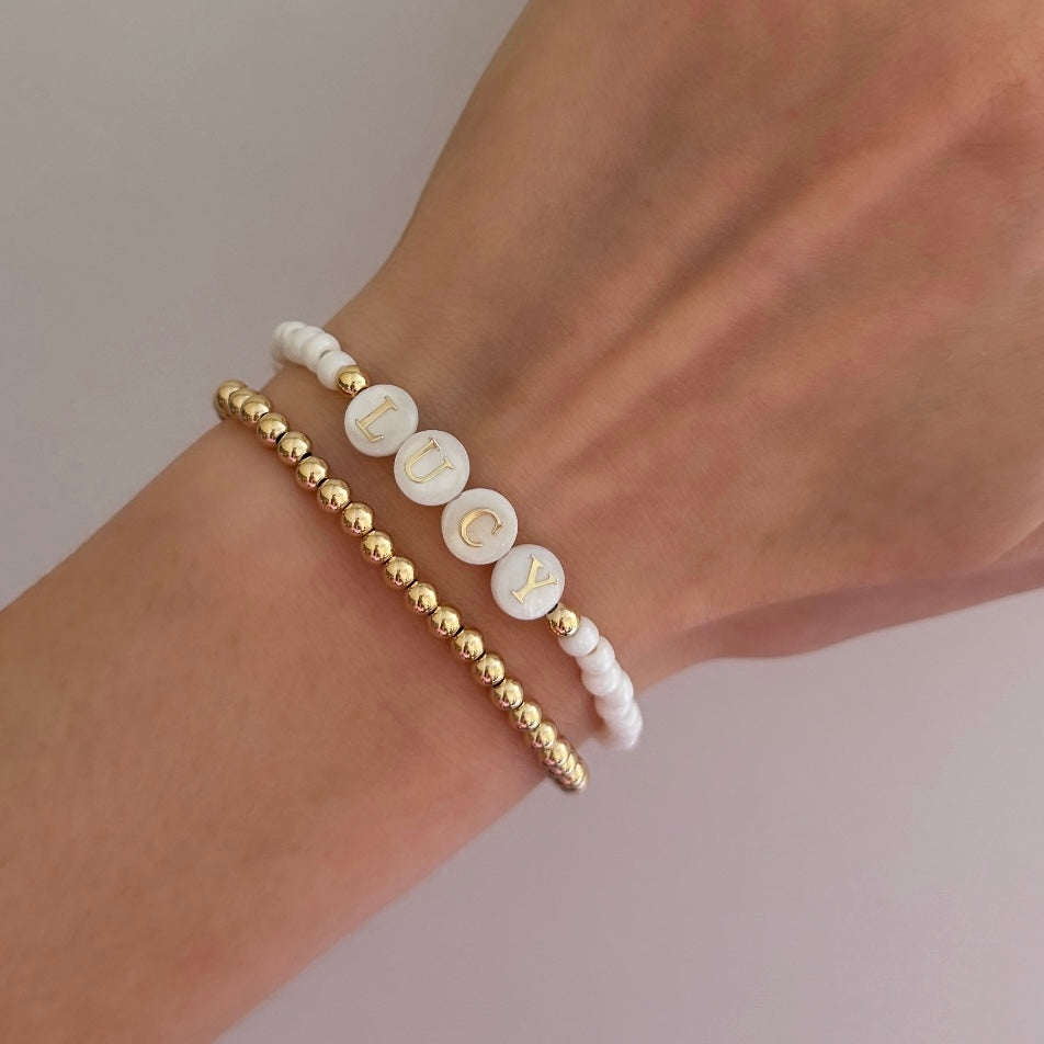 Freshwater pearl letter name bracelet - Positively Beaded