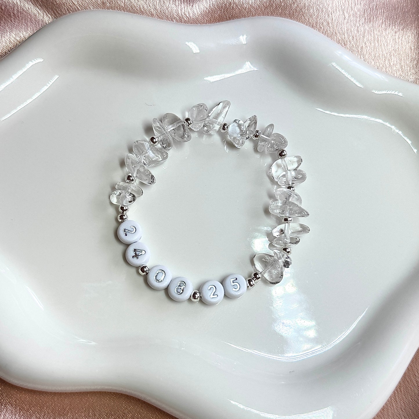 Clear Quartz Personalised Bracelet - Positively Beaded