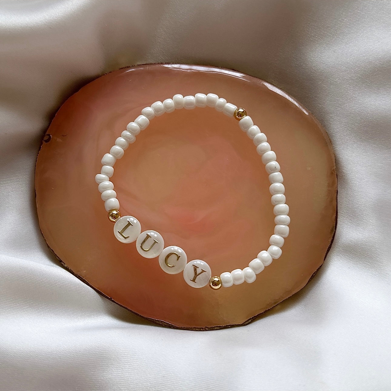 Freshwater pearl letter name bracelet - Positively Beaded