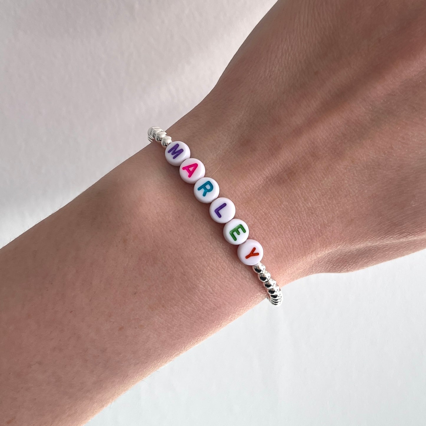 Classic name bracelet - gold, silver, rose gold - Positively Beaded