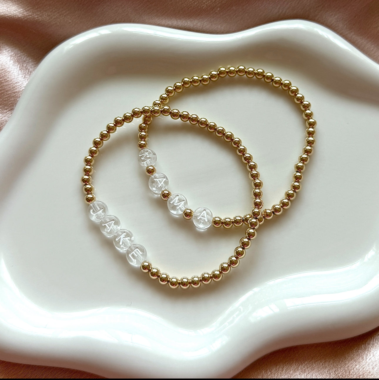Luxe Classic Name Bracelet - Gold Filled - Positively Beaded