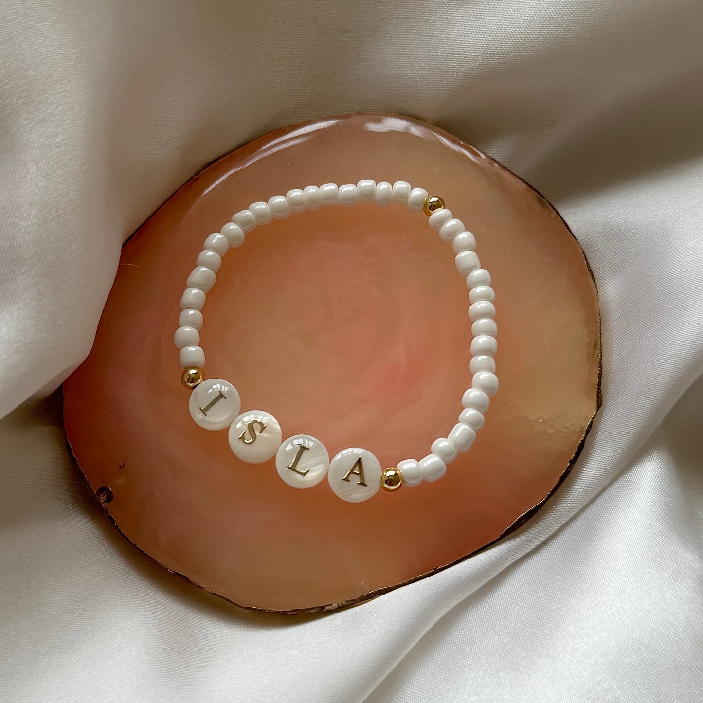 Freshwater pearl letter name bracelet - Positively Beaded