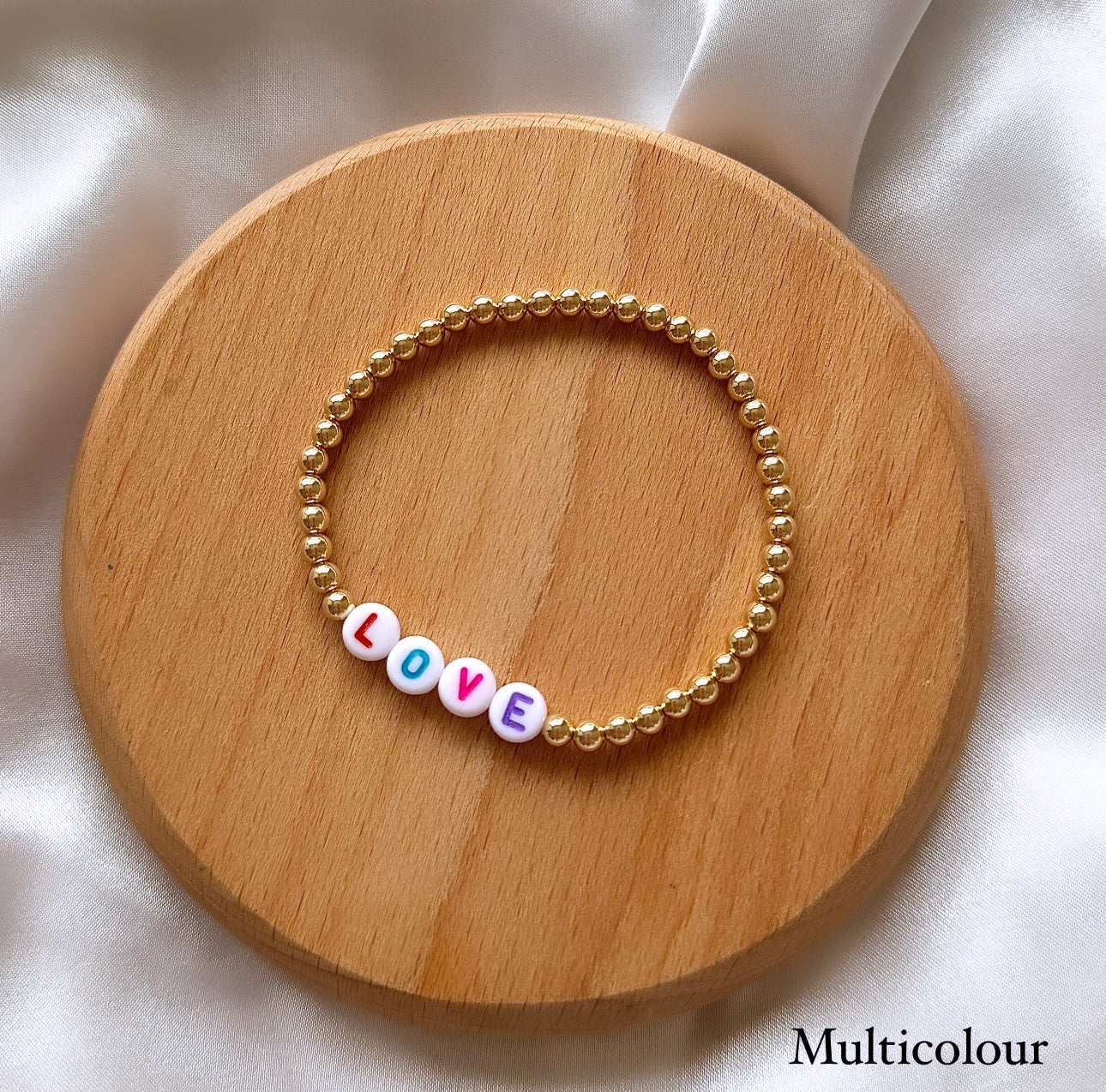 Personalised gold filled beaded bracelet - Positively Beaded