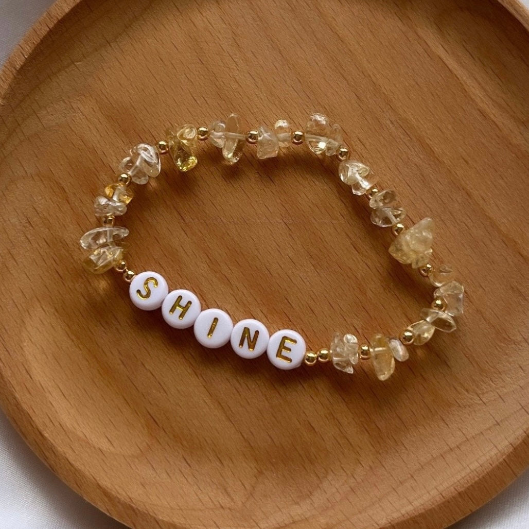 Citrine personalised crystal bracelet - Positively Beaded