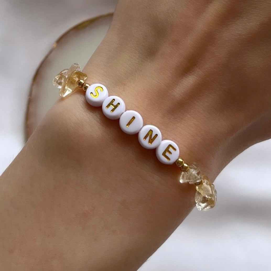 Citrine personalised crystal bracelet - Positively Beaded