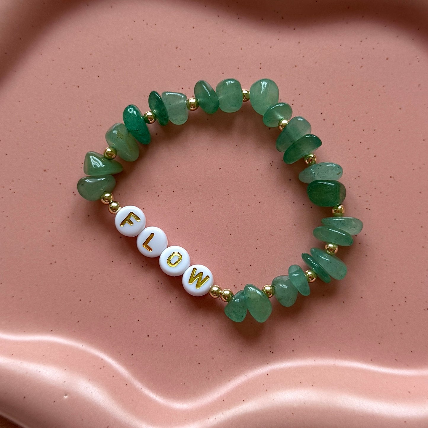 Green aventurine personalised bracelet - Positively Beaded
