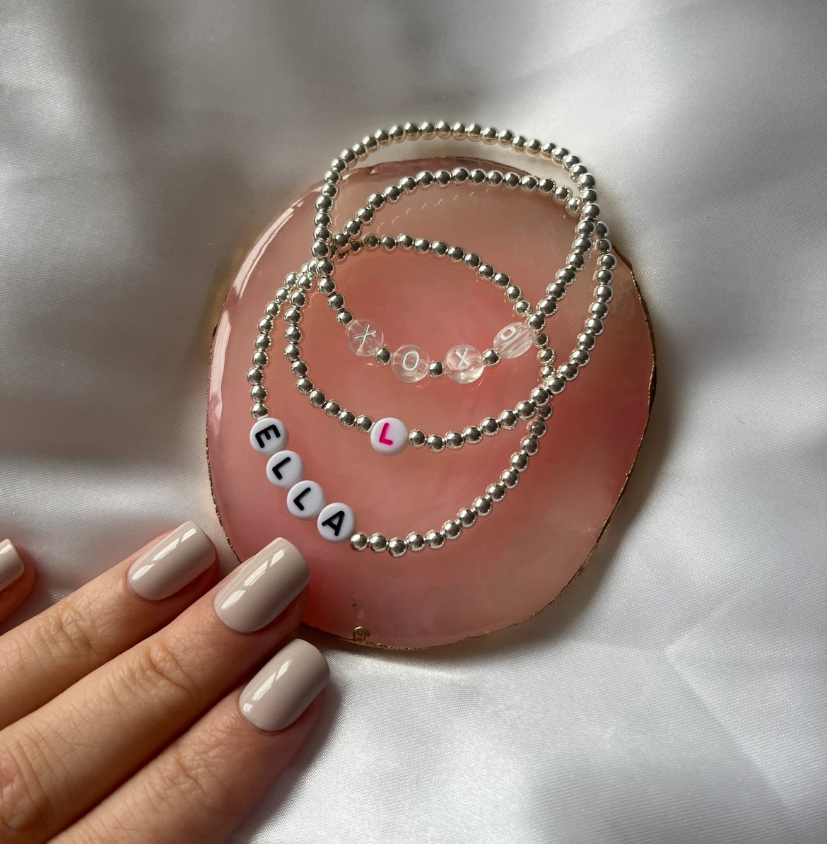 Classic name bracelet - gold, silver, rose gold - Positively Beaded