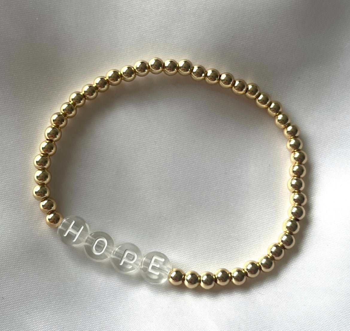 Classic name bracelet - gold, silver, rose gold - Positively Beaded