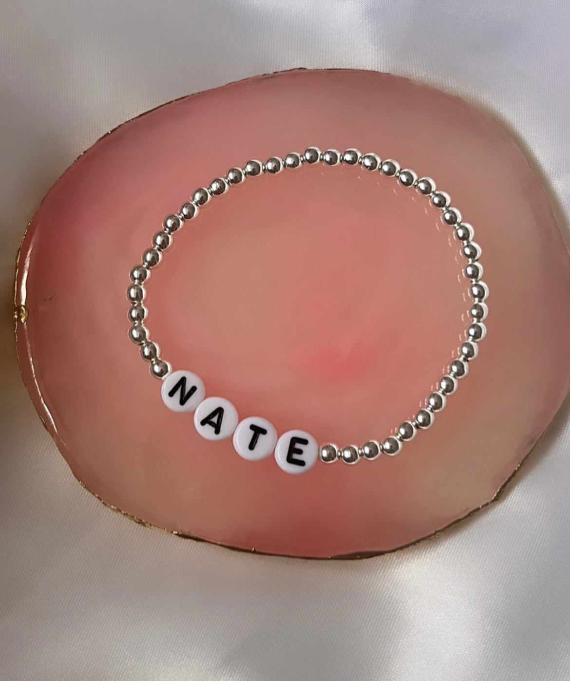 Classic name bracelet - gold, silver, rose gold - Positively Beaded