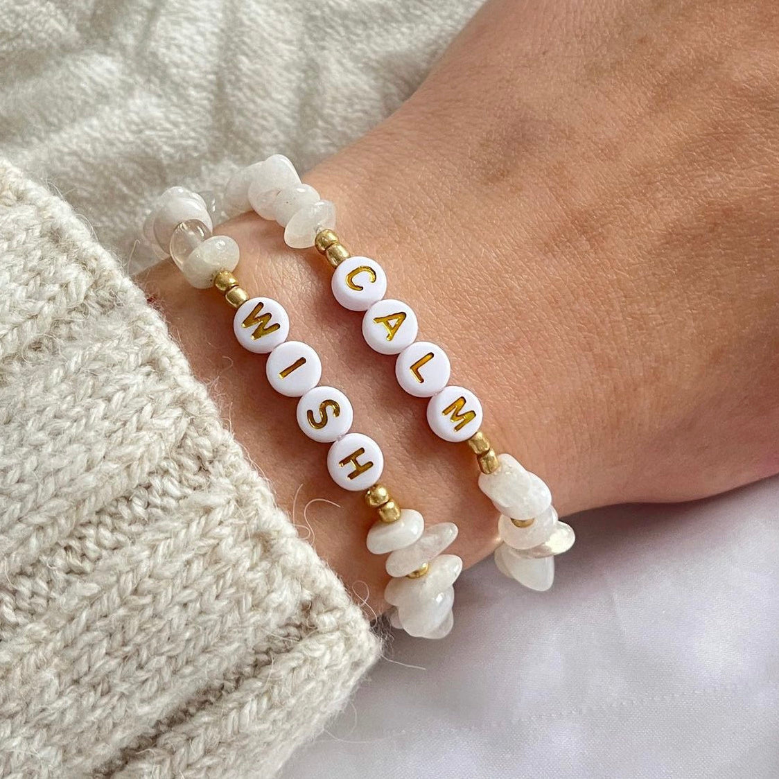 Moonstone personalised bracelet - Positively Beaded