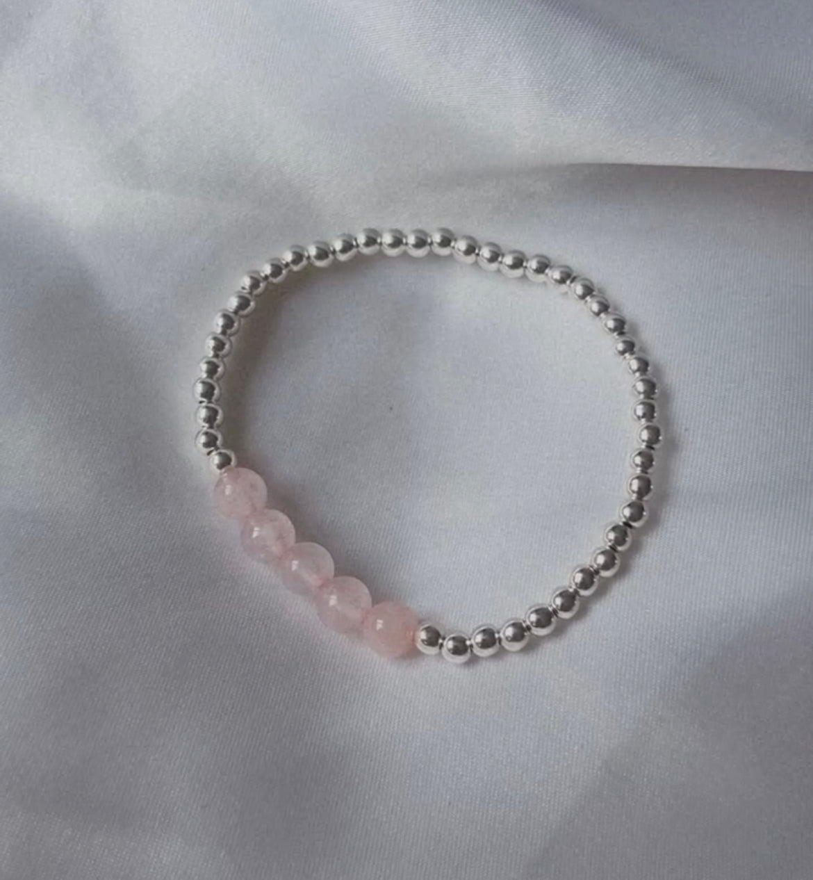 Silver rose quartz beaded bracelet - Positively Beaded