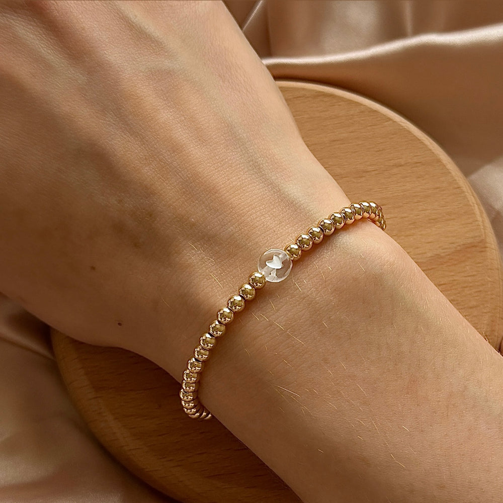 Minimalist clear heart stacking bracelet