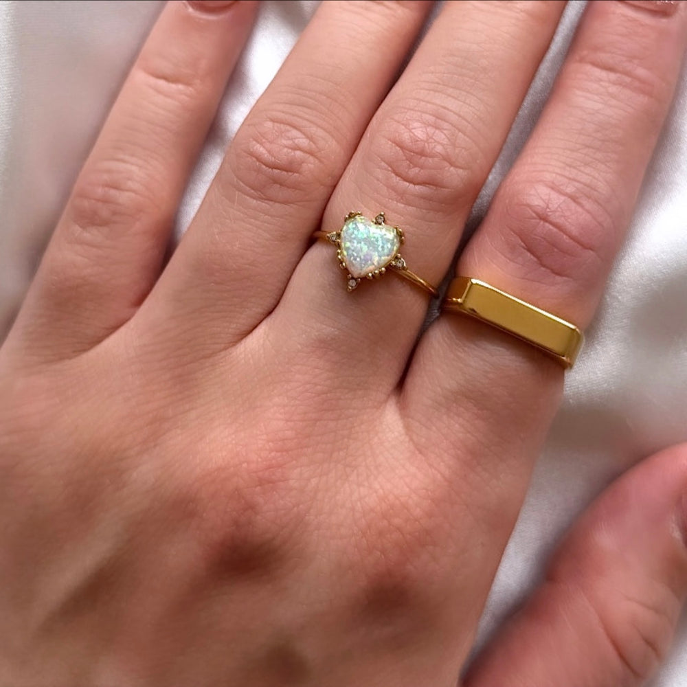 The Elodie Adjustable Heart Ring - Positively Beaded