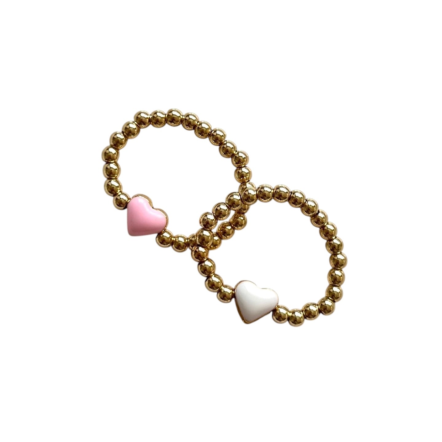Enamel Heart Bead Ring