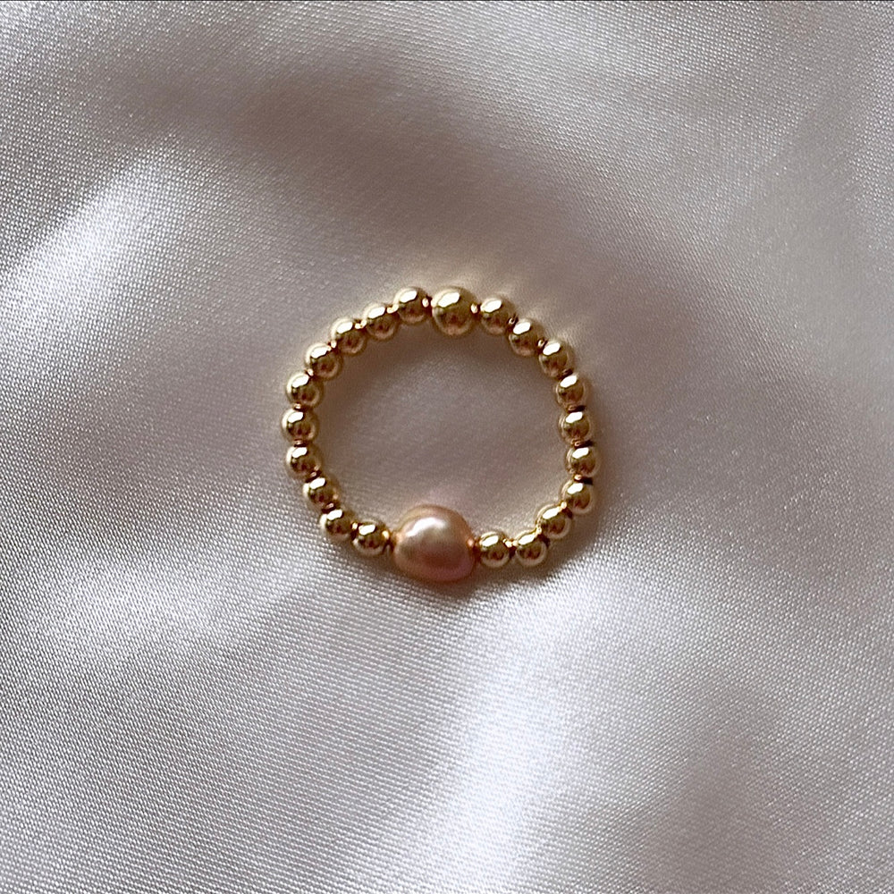 Freshwater pearl ring - champagne blush - 14kt gold filled - Positively Beaded