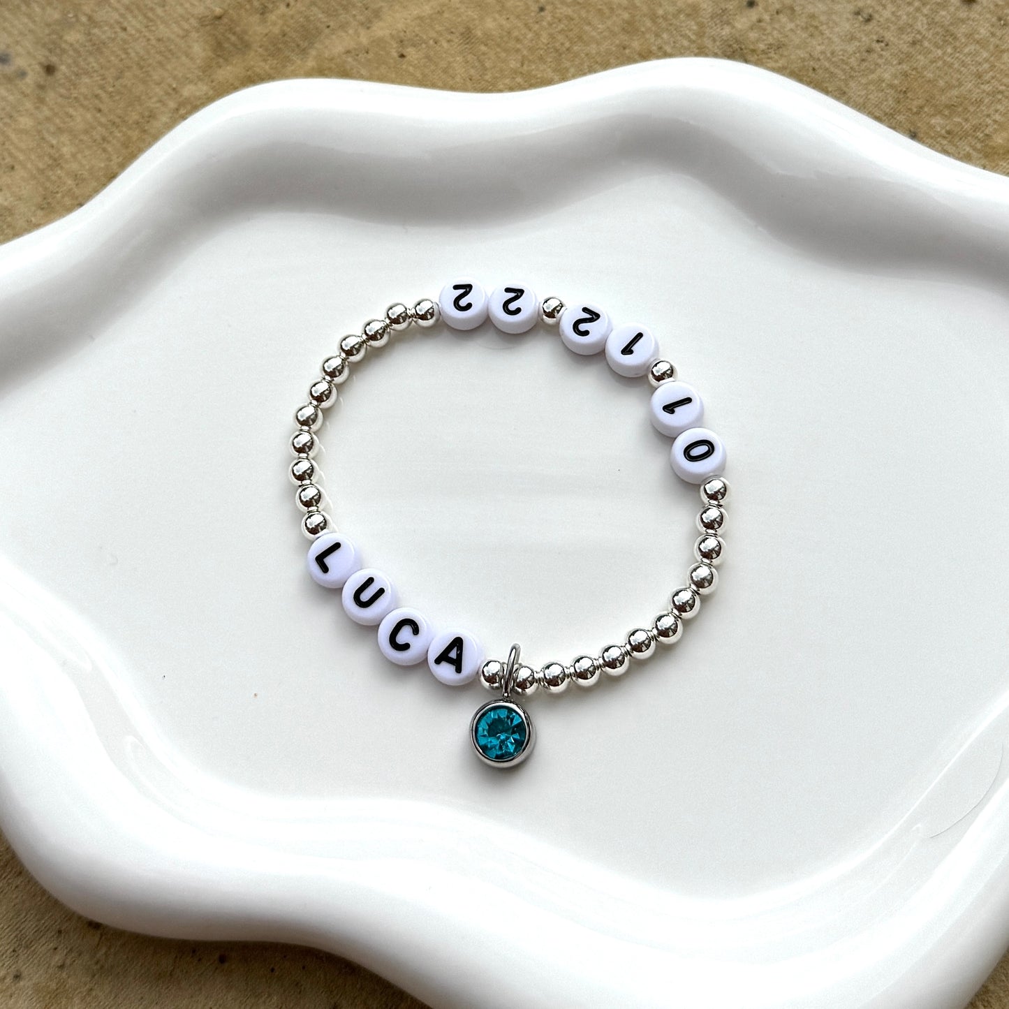 Luxe Personalised Birth Date Charm Bracelet - 925 Sterling Silver - Positively Beaded