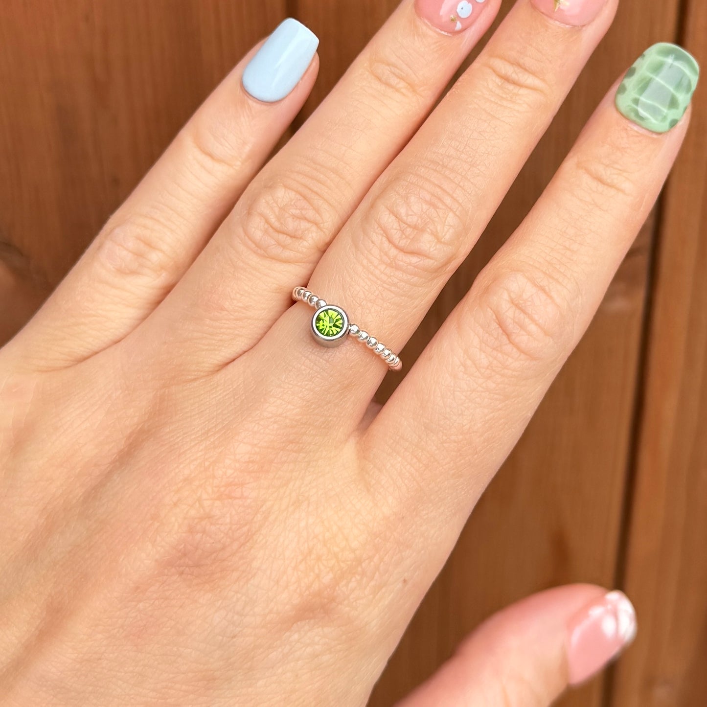 2mm Luxe Birthstone Ring - 925 Sterling Silver - Positively Beaded