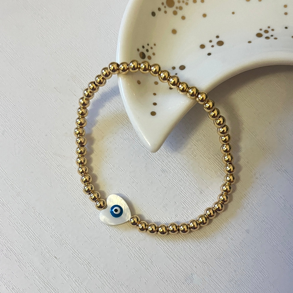 
                      
                        Heart evil eye bracelet - gold plated
                      
                    