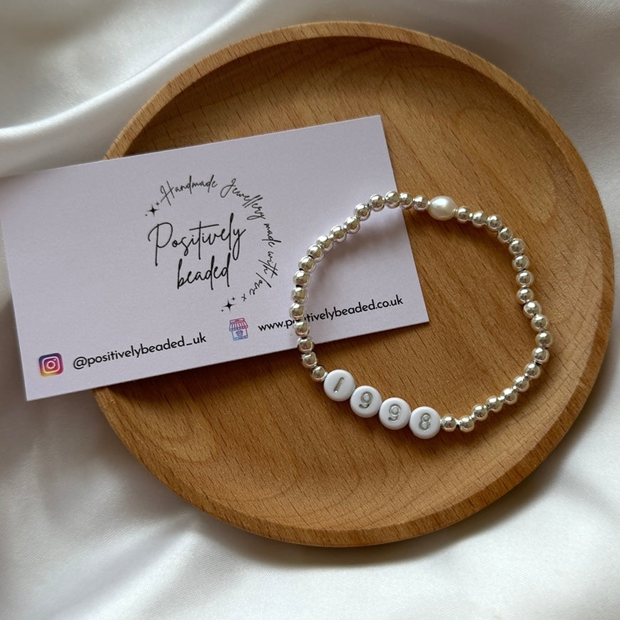 Silver number bracelet