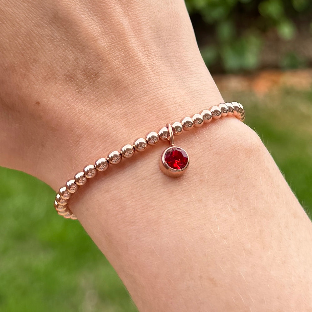 Luxe Classic Birthstone Bracelet - Rose Gold Filled - Positively Beaded