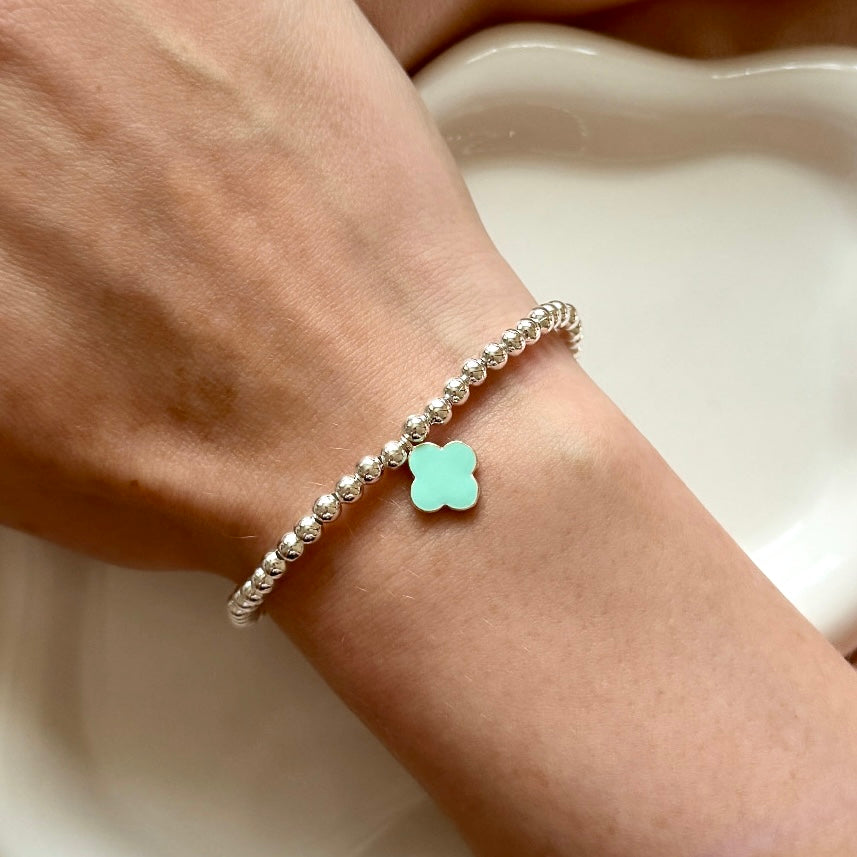 Single Clover Enamel Charm Bracelet