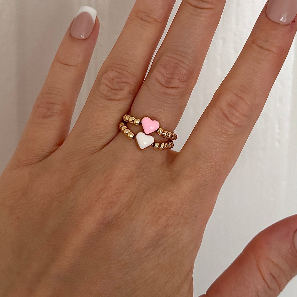 
                      
                        Enamel heart bead ring
                      
                    