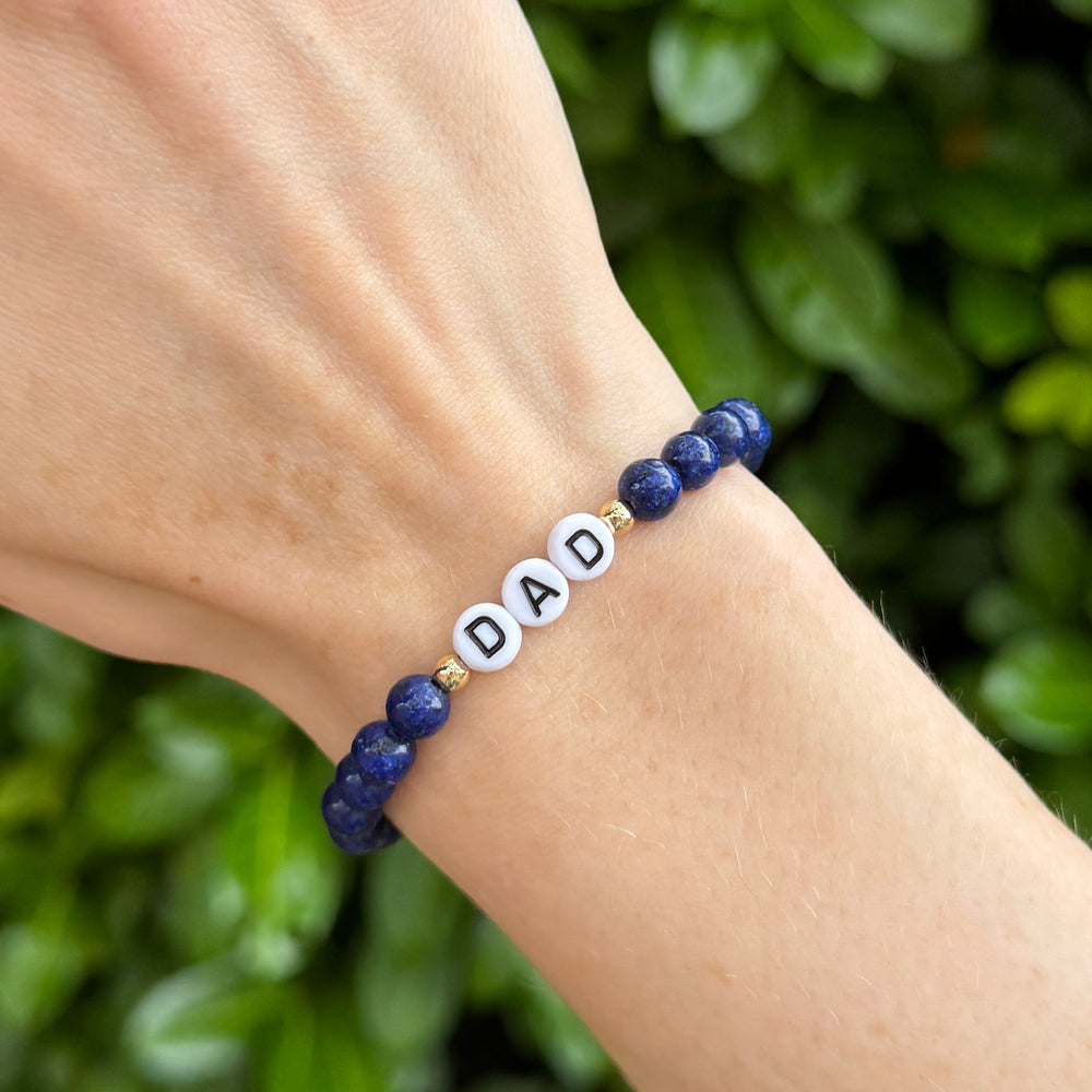 White and black lettered personalised crystal bracelet - Positively Beaded