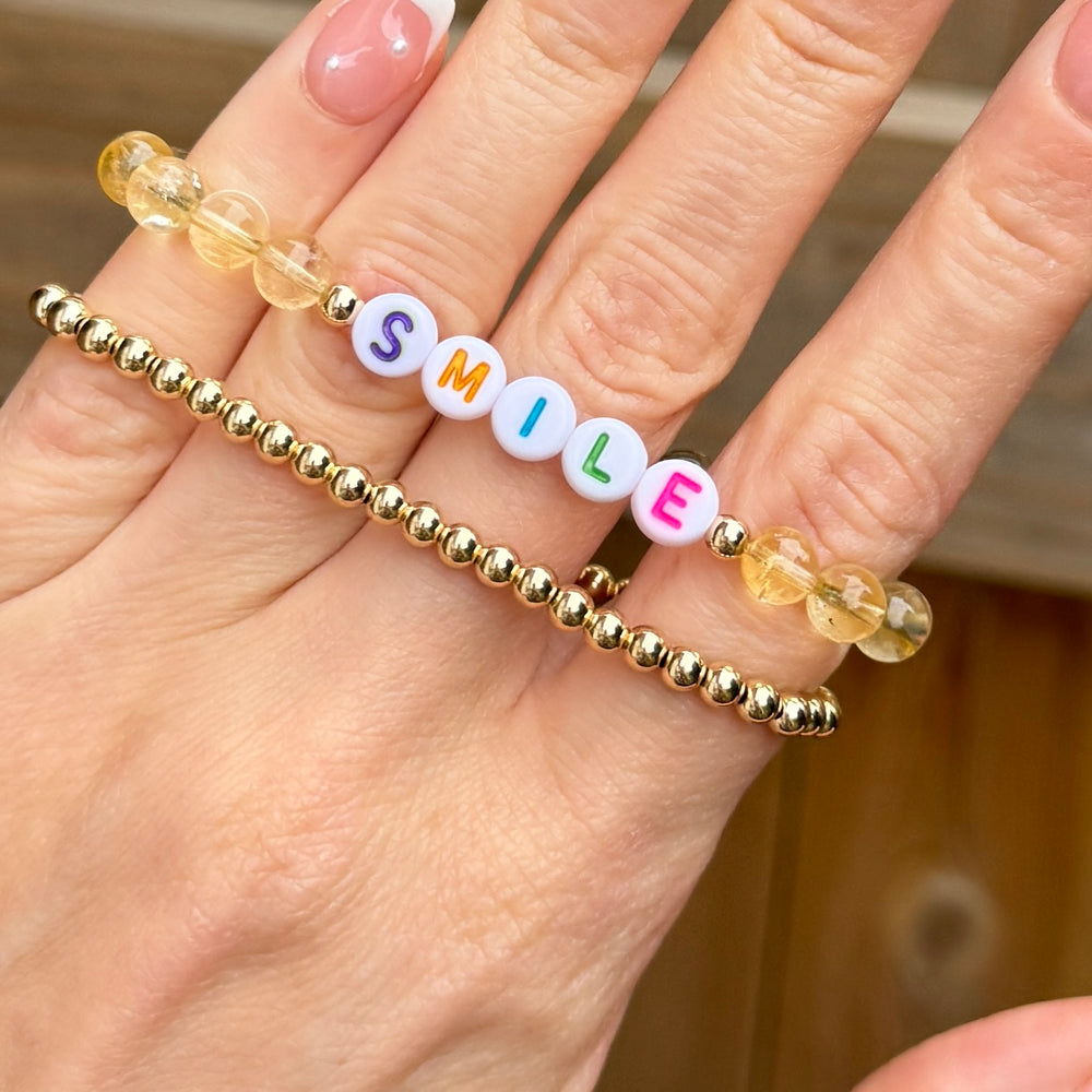 Multicolour lettered personalised crystal bracelet - Positively Beaded