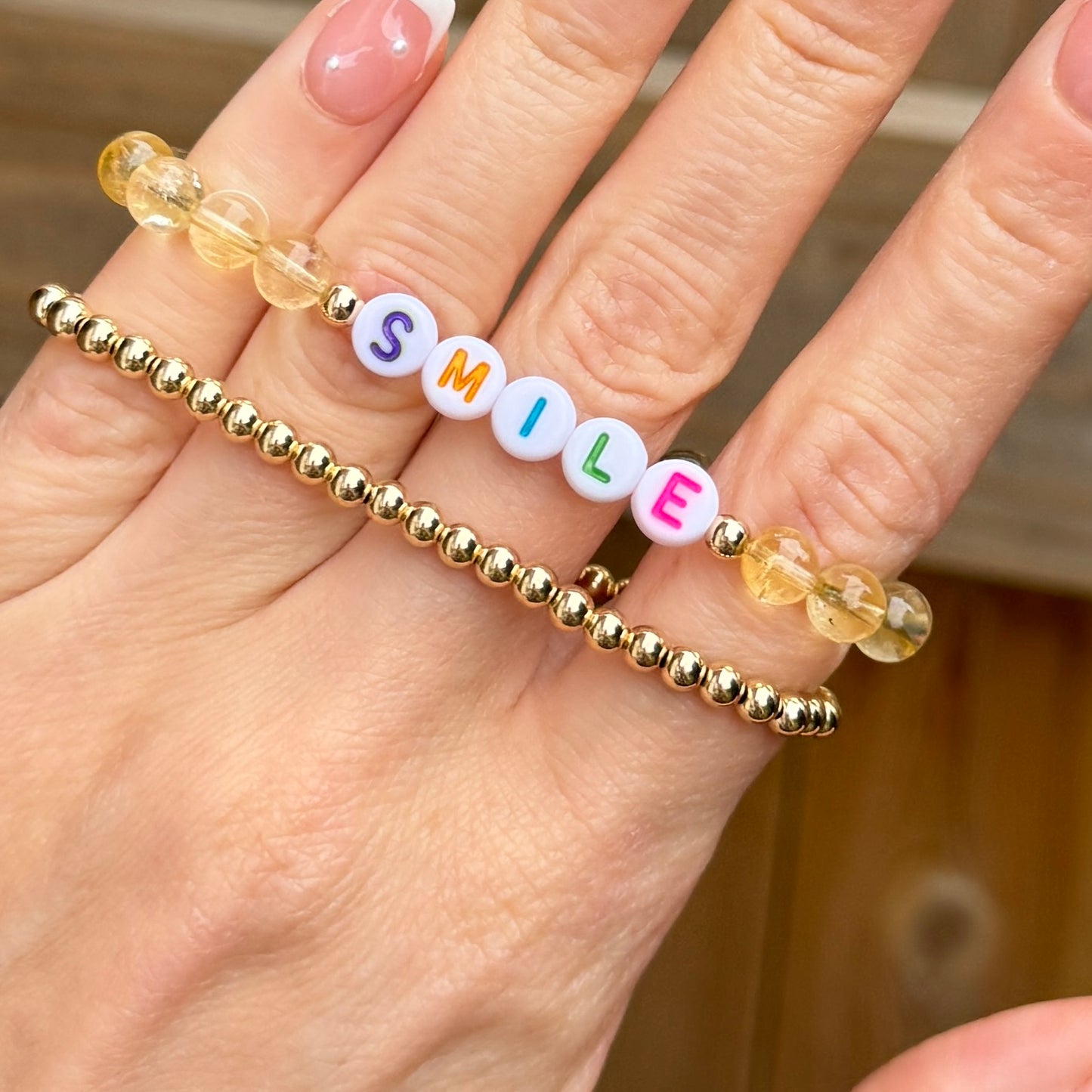 Multicolour lettered personalised crystal bracelet - Positively Beaded