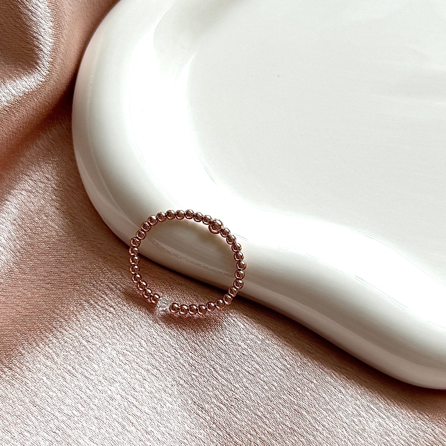 Micro 2mm Luxe Birthstone Ring - Rose Gold Filled - Positively Beaded