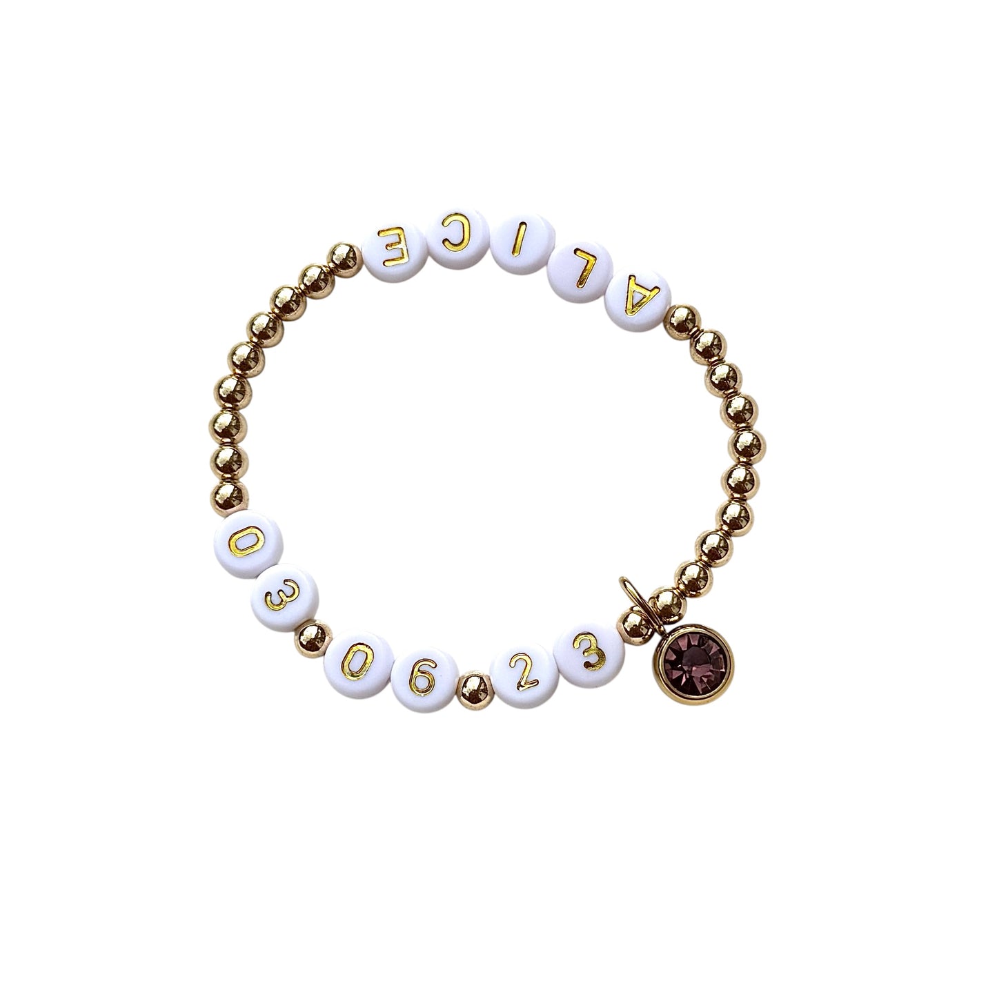 Luxe Personalised Birth Date Charm Bracelet - 14kt Gold Filled - Positively Beaded