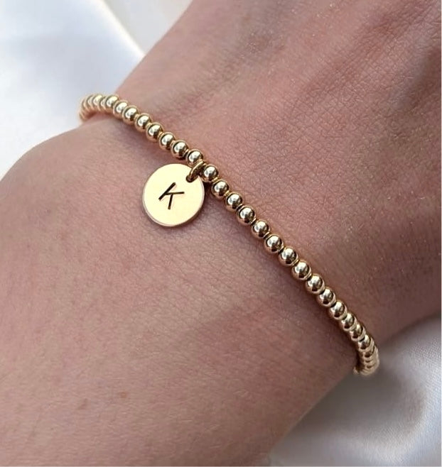 Gold Filled Hand Stamped Disc Bracelet