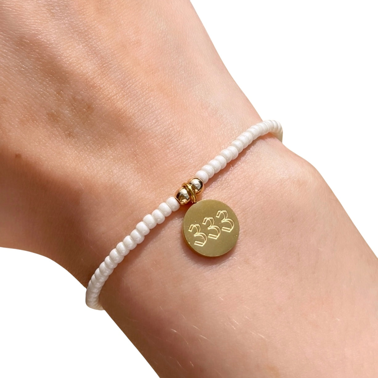 Pearl Lustre Angel Number Charm Bracelet
