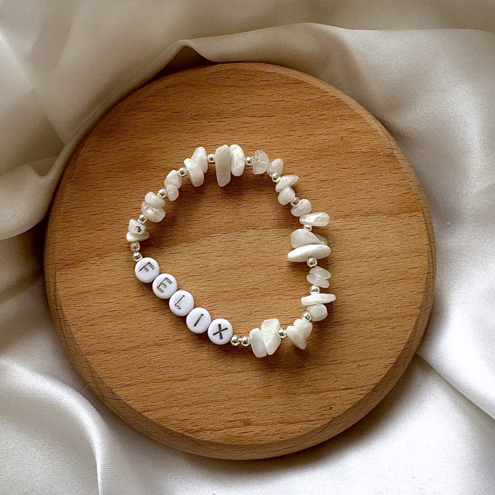 Moonstone personalised bracelet - Positively Beaded