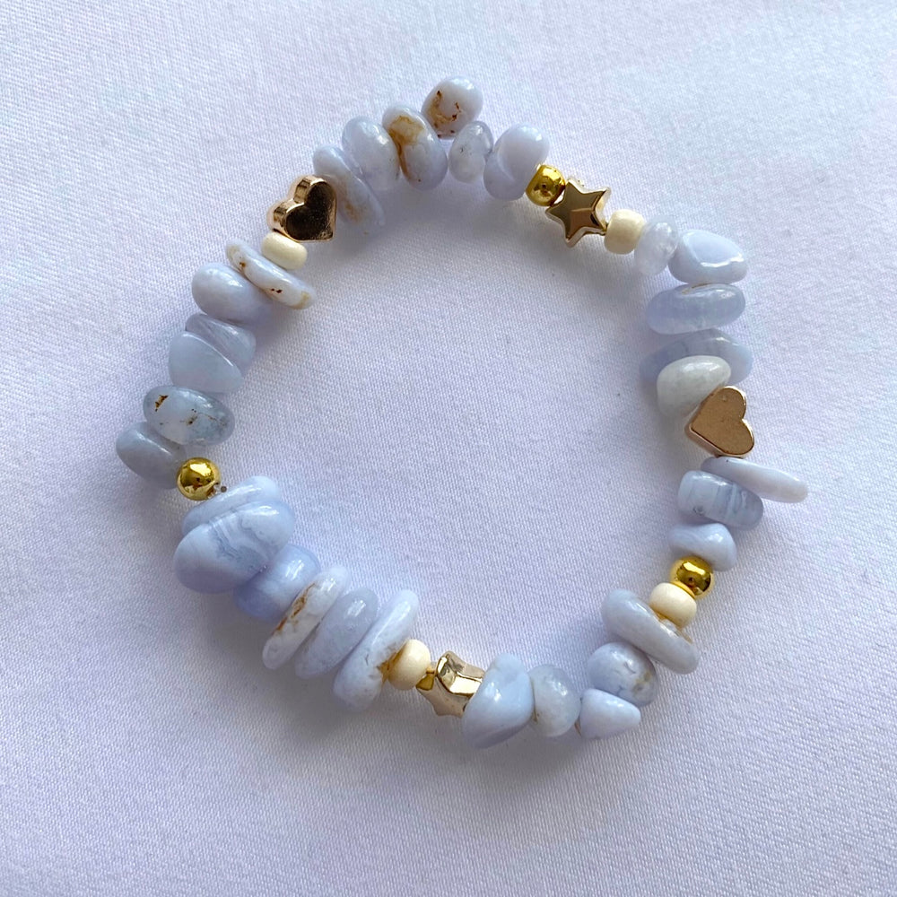 Eclectic blue chalcedony crystal bracelet - Positively Beaded