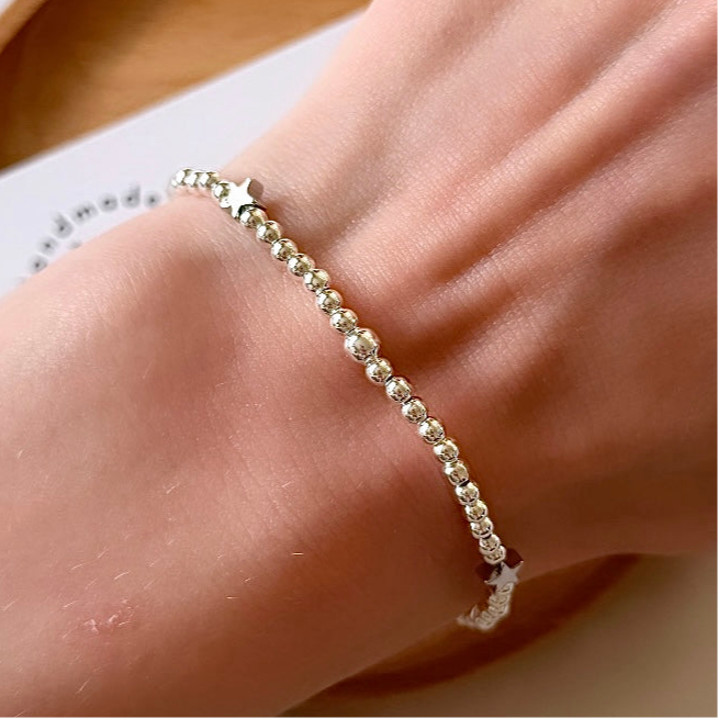 Silver Star Beaded Bracelet