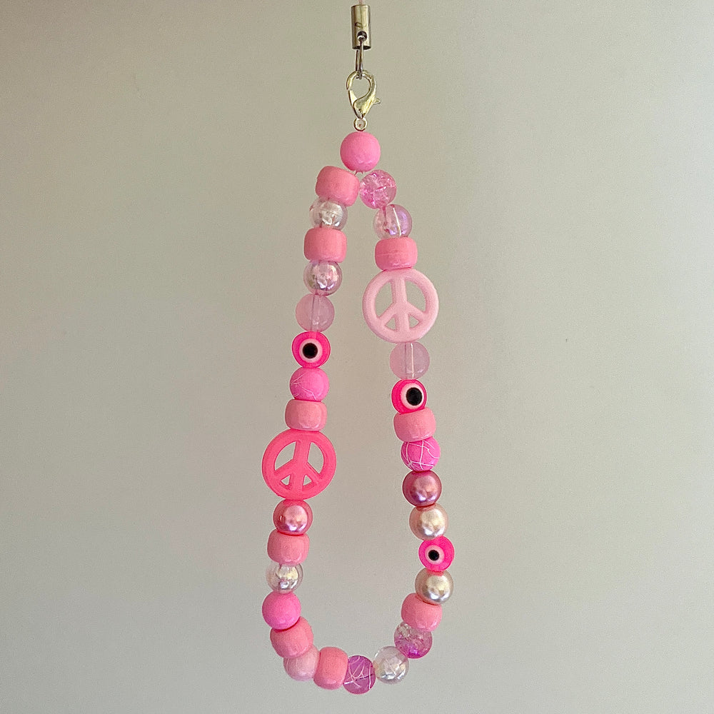 
                      
                        Beaded phone strap - chunky pink eclectic
                      
                    