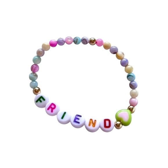Kids' Heart Detail Colourful Personalised Bracelet - Positively Beaded