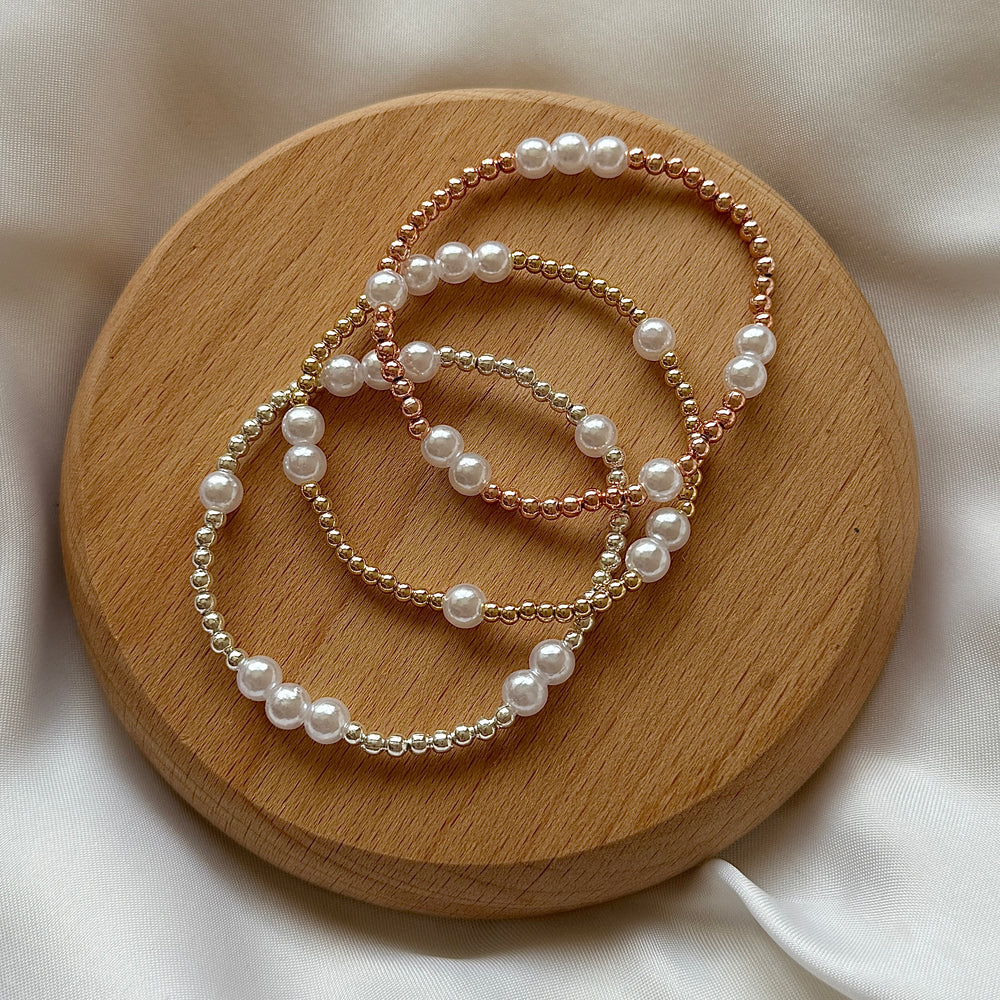 Bubble pearl stacking bracelet