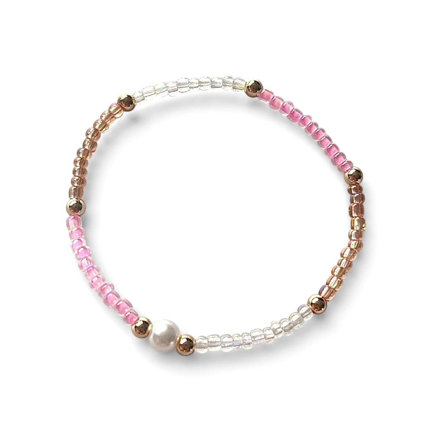 Transparent Seed Bead Pearl Stacking Bracelet