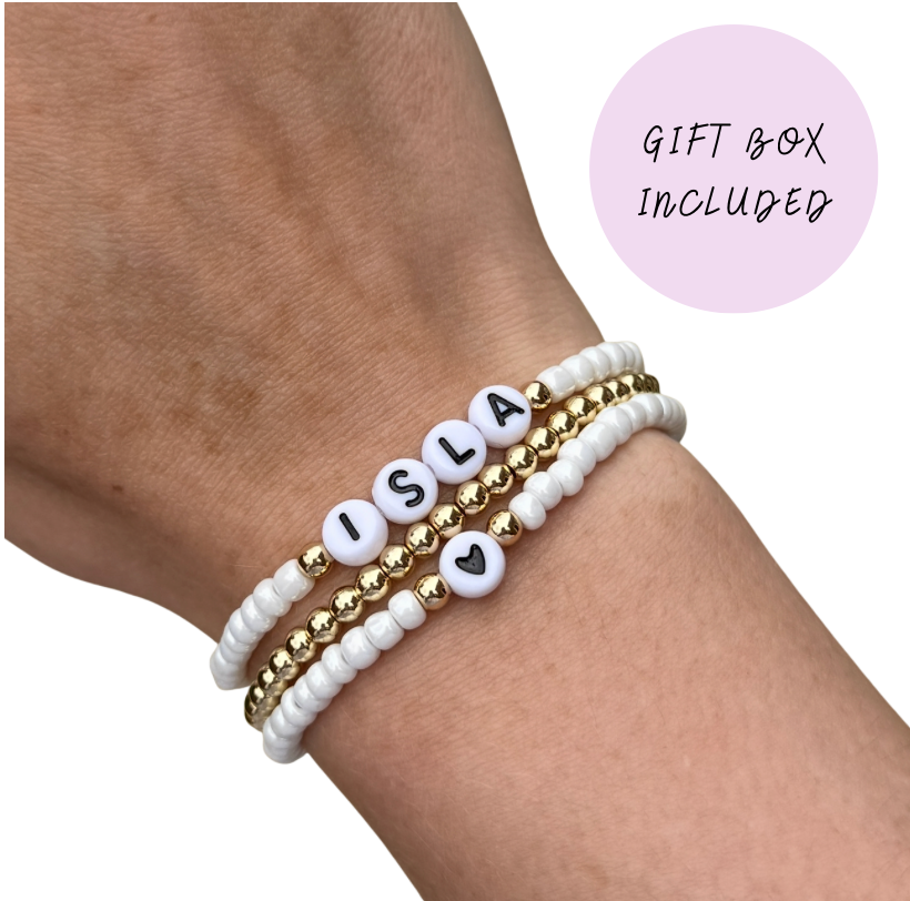 Pearl Lustre Personalised Bracelet Set