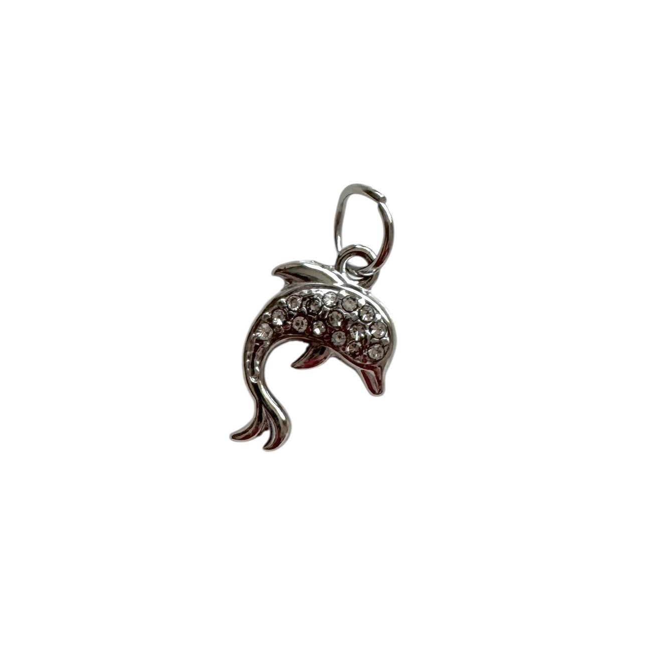 Silver Crystal Detail Dolphin Charm