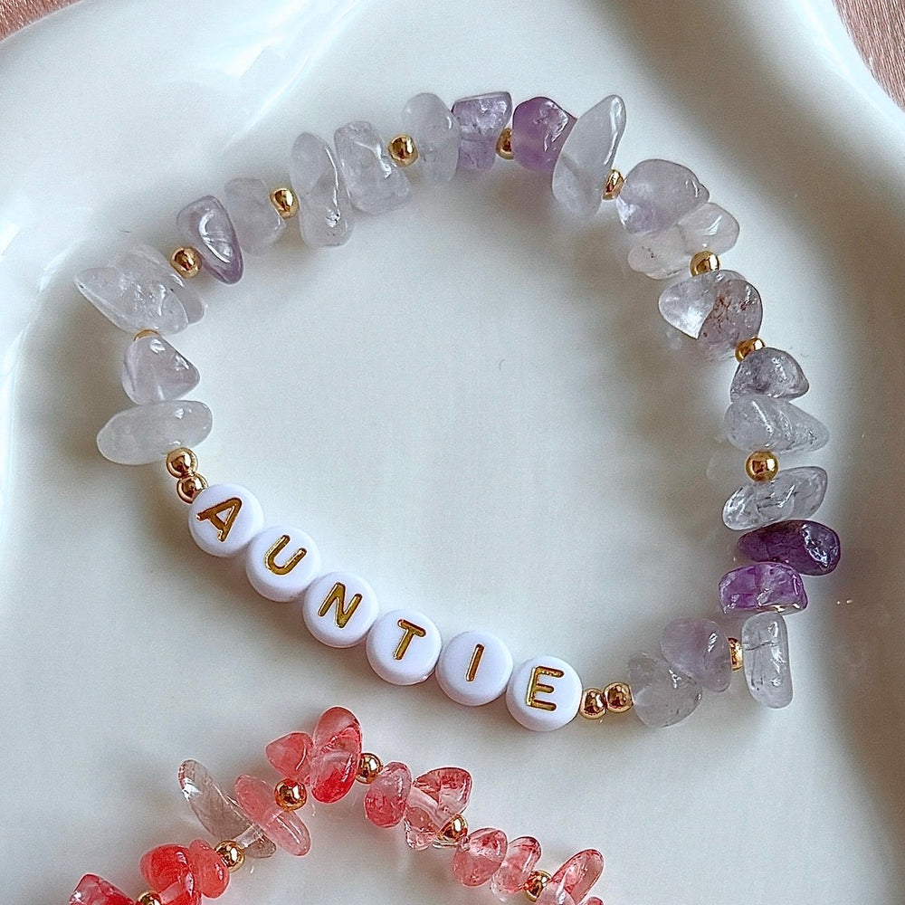 Lilac cape amethyst personalised bracelet